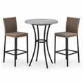 3-teiliges Balkonmöbel-Set mit Bartisch Ø 70 × 95 cm und 2 Barstühlen 45 × 52 × 108 cm, Taupe/Grau/Schwarz