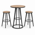 3-teiliges Bartisch-Set, Tisch Ø 80 × 105 cm und 2 Hocker Ø 35 × 75 cm, Braun/Schwarz