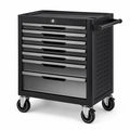 Abschließbarer Werkstattwagen aus Stahl mit 7 Schubladen, 77 × 46 × 97 cm, Schwarz/Silber