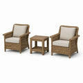 3-teilige Sitzgruppe mit 2 Sesseln 70 × 75 × 86 cm und Beistelltisch 50 × 50 × 56 cm, Braun/Beige