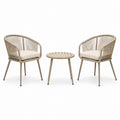 3-teiliges Gartenmöbel-Set Beige und Cremeweiß mit 2 Stühlen 58 × 60 × 78 cm und Tisch Ø 50 × 50 cm