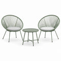 3-teiliges Gartenmöbel-Set Grün und Hellgrau – 2 Loungesessel 78 × 73 × 87 cm und Tisch Ø 60 × 45 cm