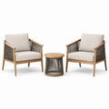3-teiliges Gartenmöbel-Set mit 2 Sesseln 76 × 78 × 82 cm und Beistelltisch Ø 50 × 45 cm, Natur, Beige und Dunkelgrau