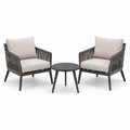 3-teilige Garten-Sitzgruppe mit 2 Sesseln 72 × 75 × 78 cm und Rundtisch Ø 55 × 45 cm, Dunkelgrau und Beige