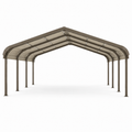 Freistehender Doppelcarport aus Stahl mit Polycarbonat-Satteldach, Braun/Beige, 600 × 600 × 310 cm