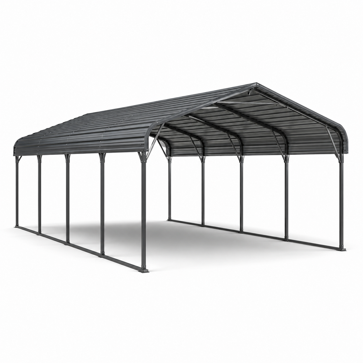 Freistehender Doppelcarport aus Stahl mit Satteldach, 600 × 600 × 300 cm, Anthrazit