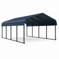 Doppelcarport aus Stahl mit Bogendach, 600 × 600 × 300 cm, Dunkelblau und Schwarz