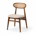 Esszimmerstuhl aus Holz mit Rattangeflecht und Polstersitz, Braun/Beige, 52 × 55 × 82 cm
