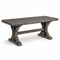 Esstisch aus Holz mit Bockgestell, Graubraun, 200 × 100 × 76 cm