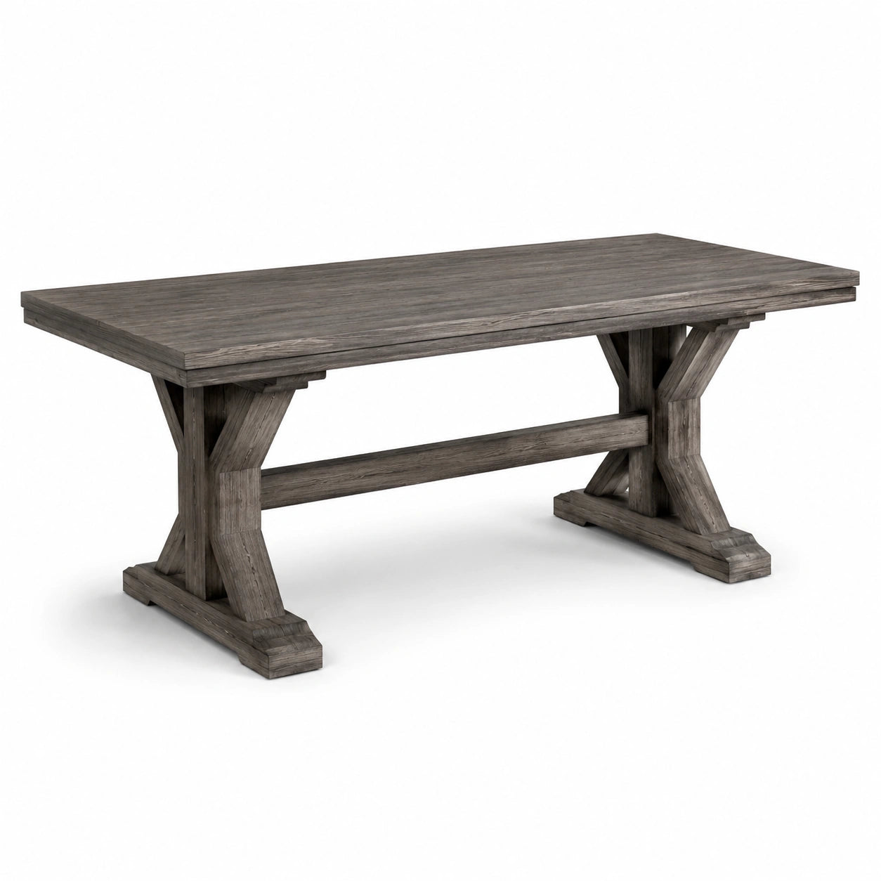 Esstisch aus Holz mit Bockgestell, Graubraun, 200 × 100 × 76 cm