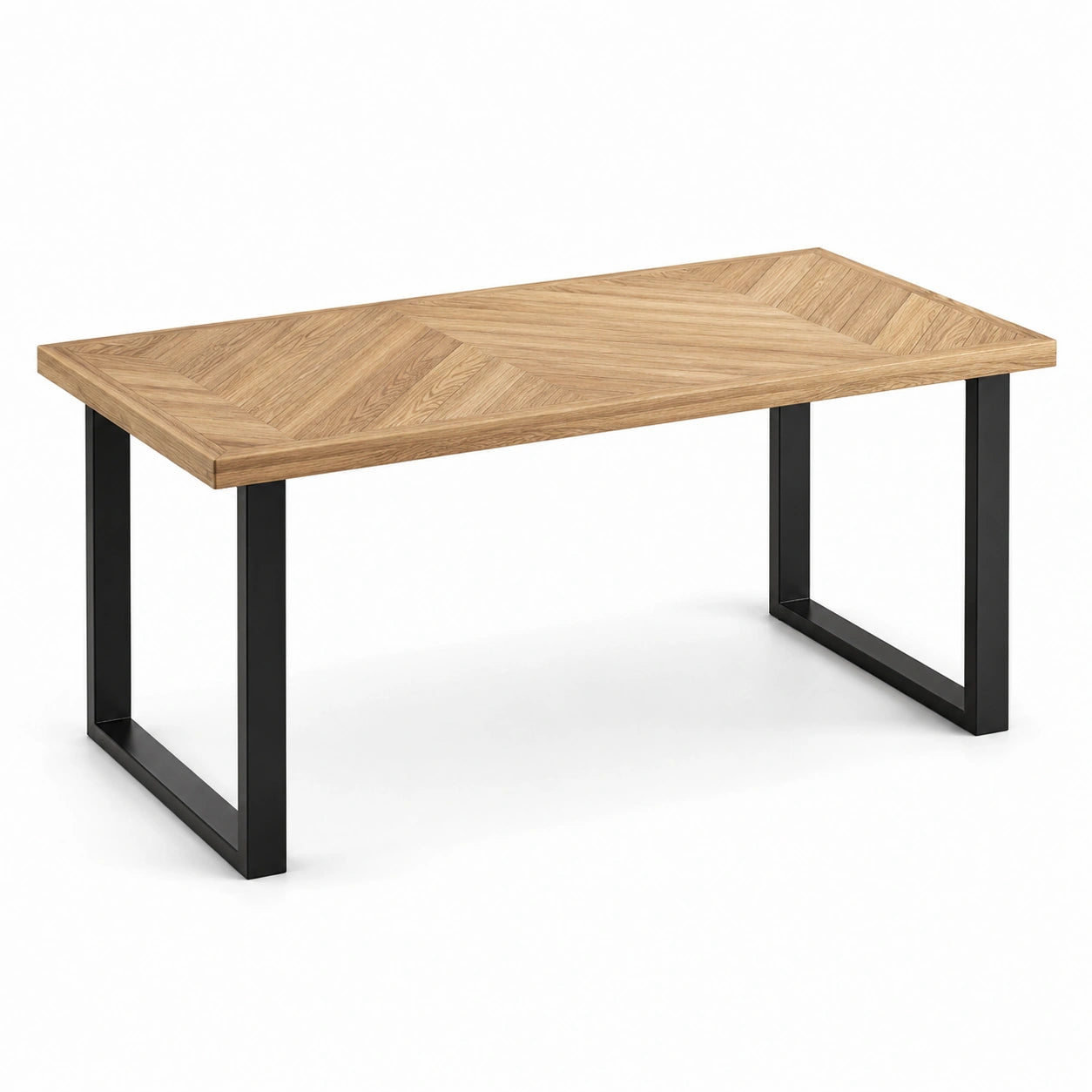 Esstisch 160 × 90 × 75 cm, Eichefarben mit schwarzem Metallgestell