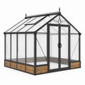 Viktorianisches Gewächshaus 250 × 190 × 225 cm in Schwarz, Transparent und Braun mit Doppeltür und Dachfenster