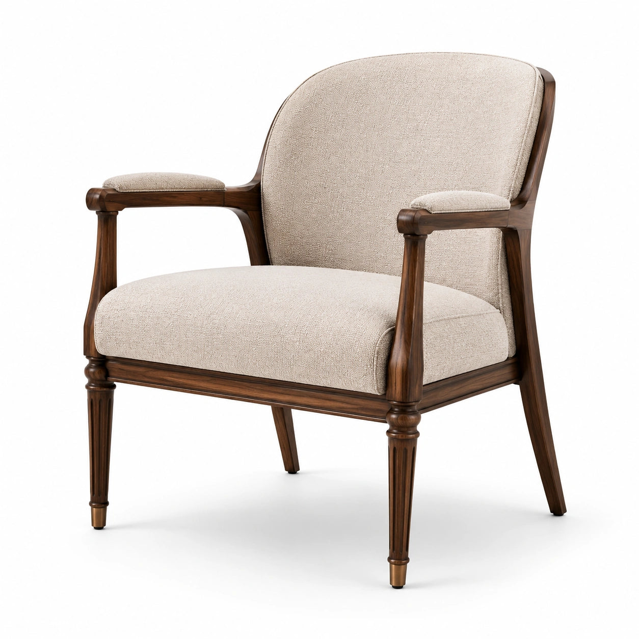 Gepolsterter Armlehnstuhl in Beige und Braun, 78 × 72 × 92 cm, klassisches Design